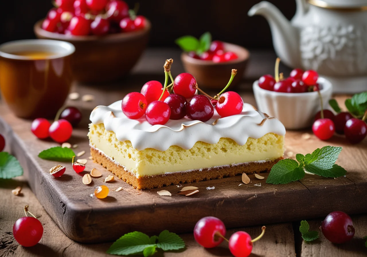Currant Almond Cake with Meringue