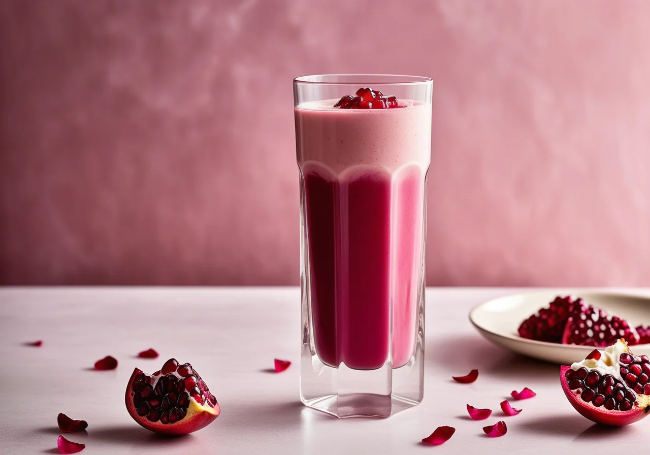Pomegranate Milkshake with Rose Water