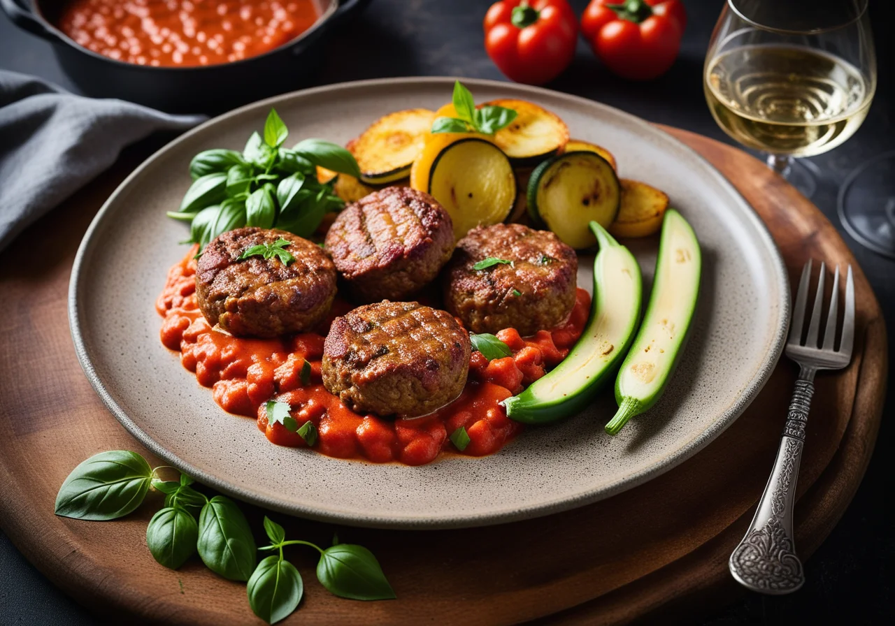 Lamb Patties with Vegetable Filling and Potato Gratin