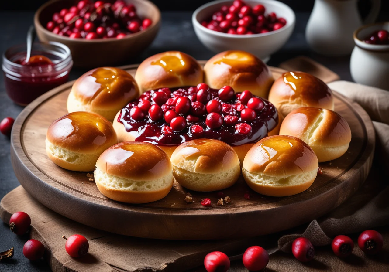 Bread rolls with rosehip jam