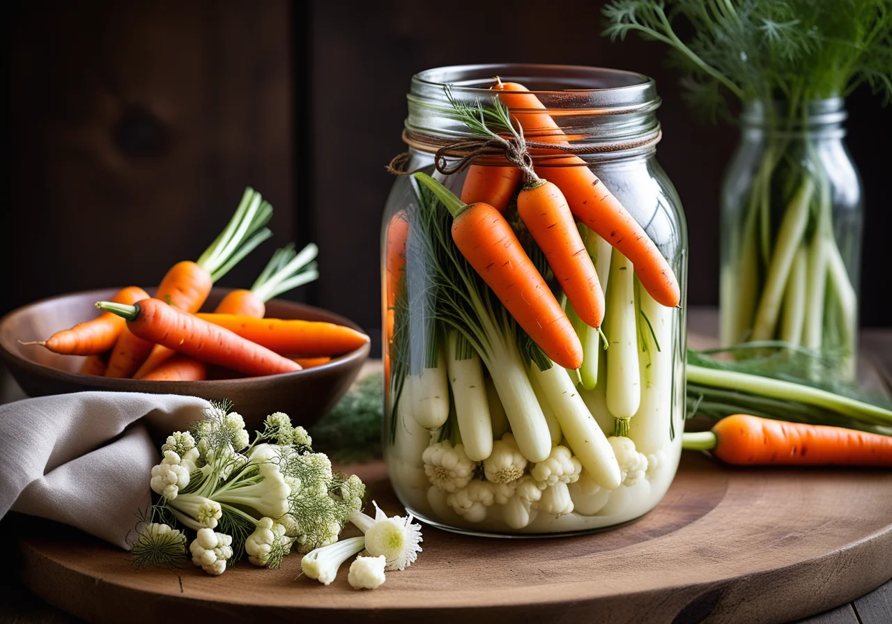Sour Pickled Carrots with Cauliflower