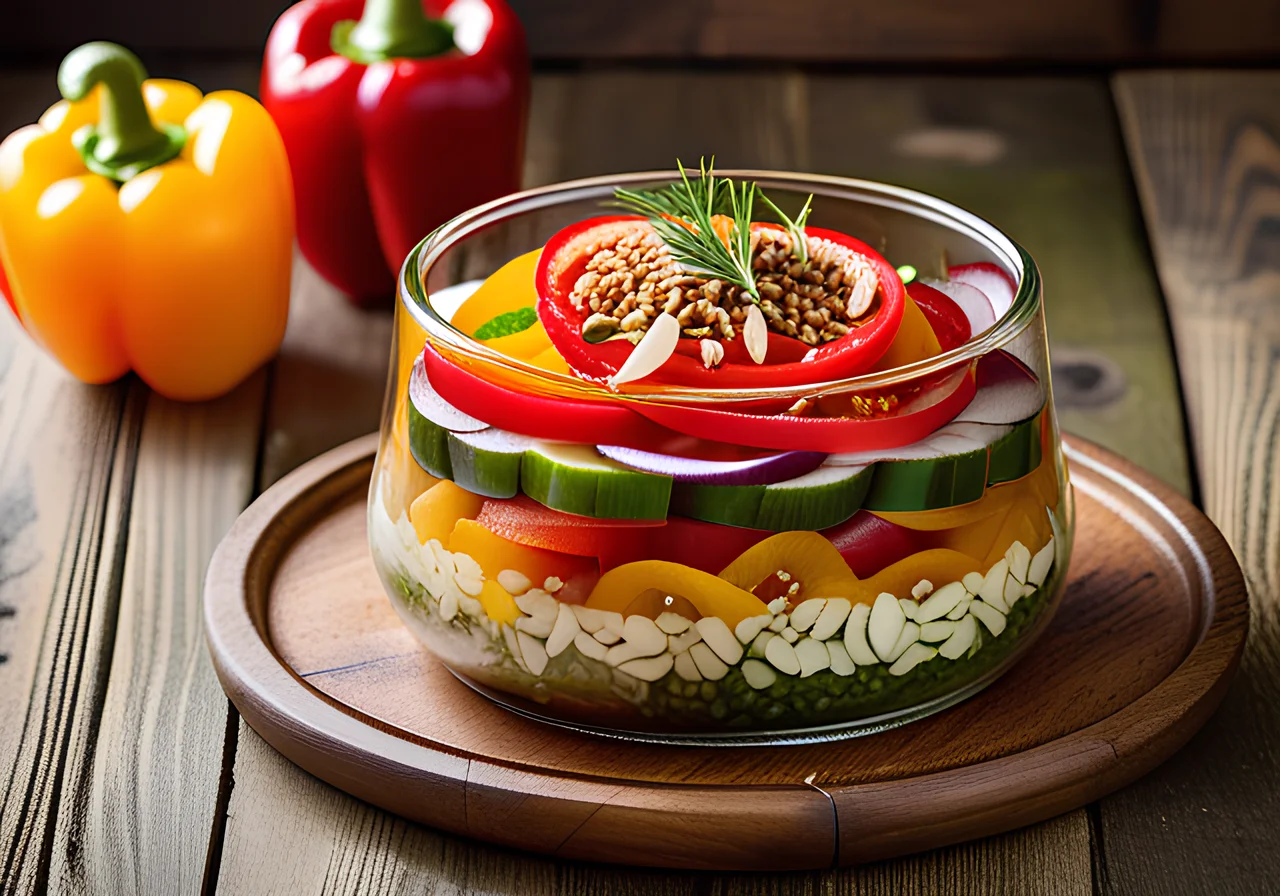 Layered Pepper Salad with Sesame
