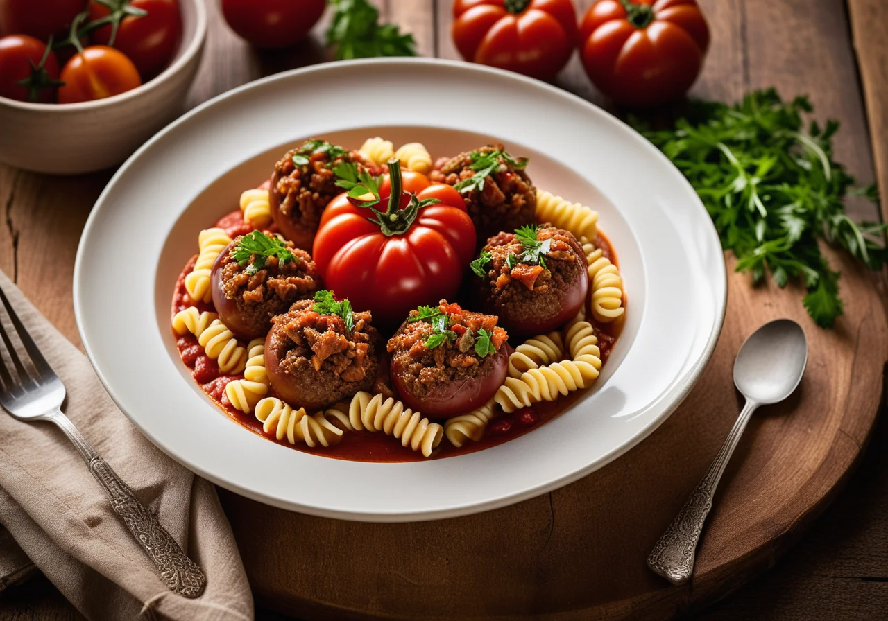 Spicy Lamb Goulash with Tomatoes and Pasta