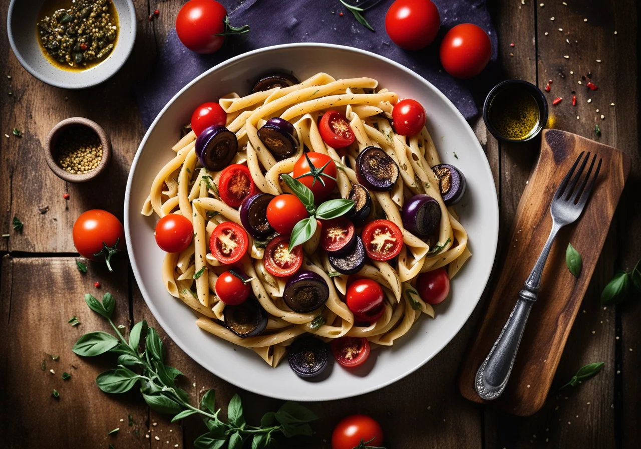 Pasta with grilled vegetables