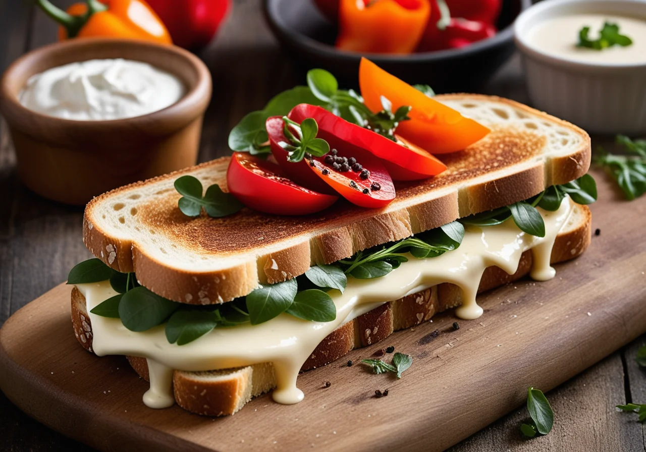 Filled Toast with Cheese and Bell Pepper