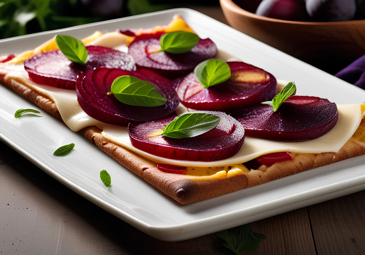 Flammkuchen with Beets and Plums