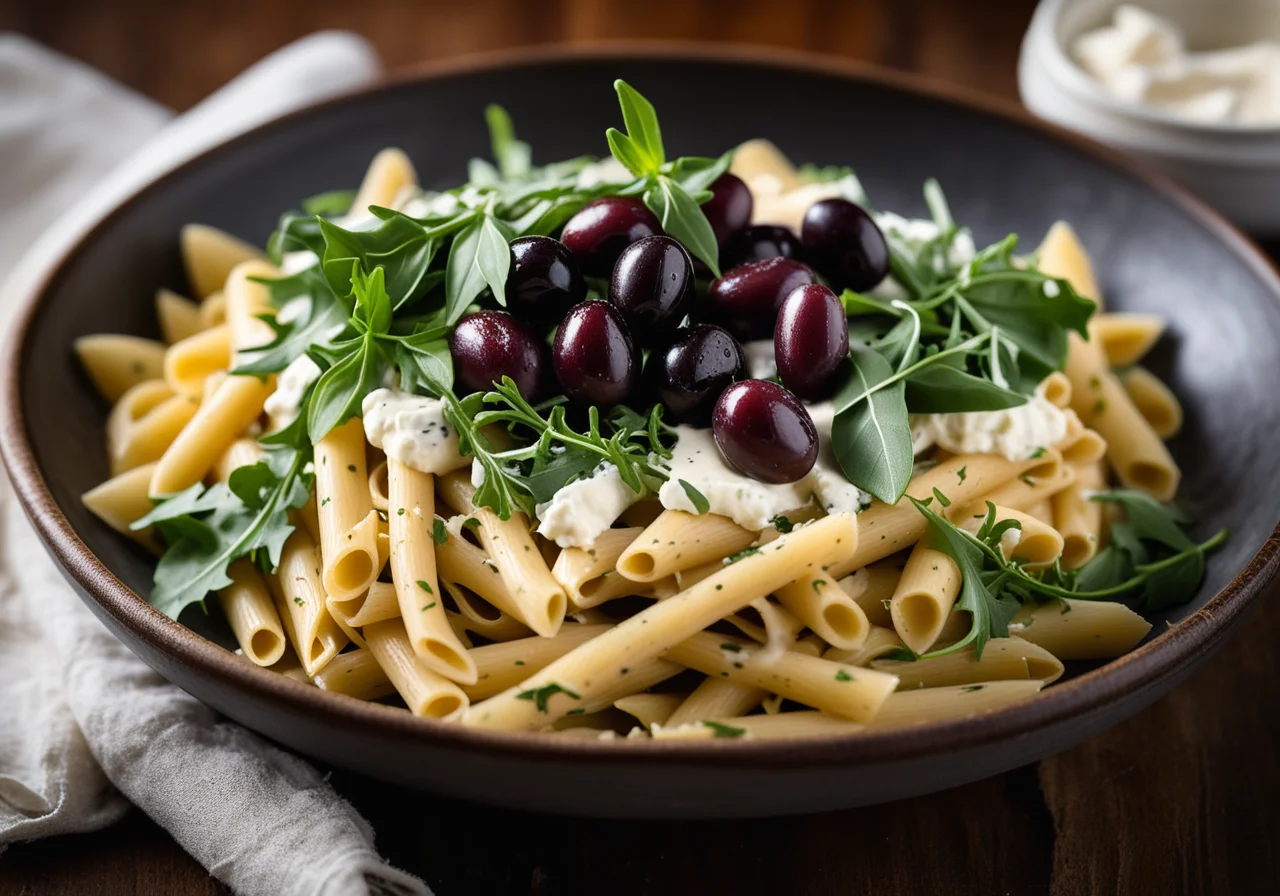 Pan Pasta "Mushrooms and Ricotta" with Arugula