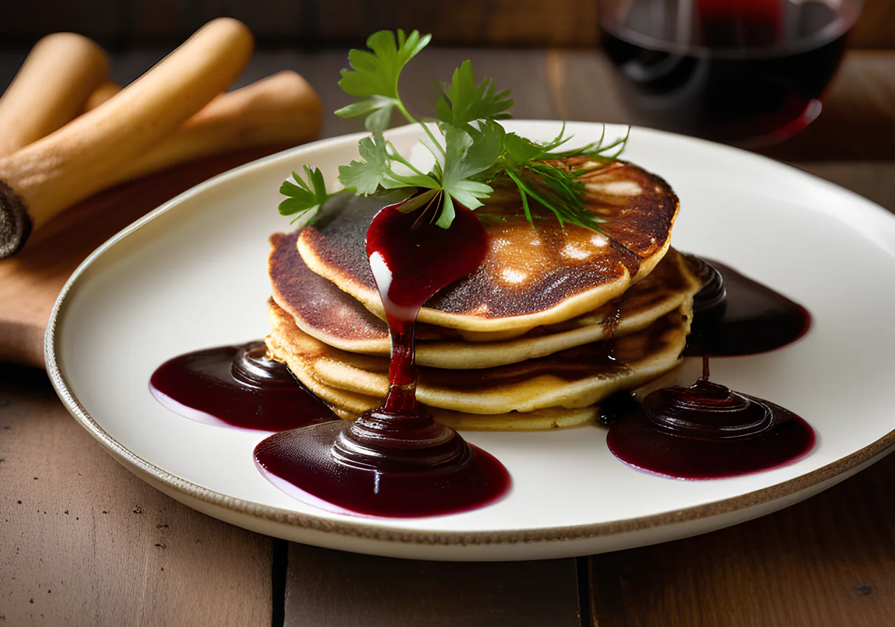 Reindeer Fillet with Mushroom Pancake Towers