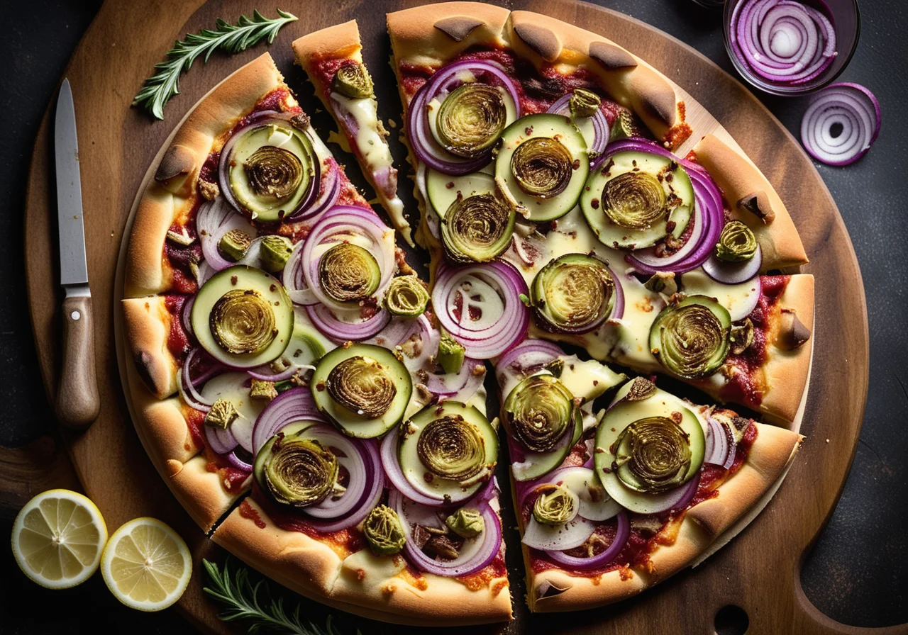 Artichoke Pizza with Red Onions
