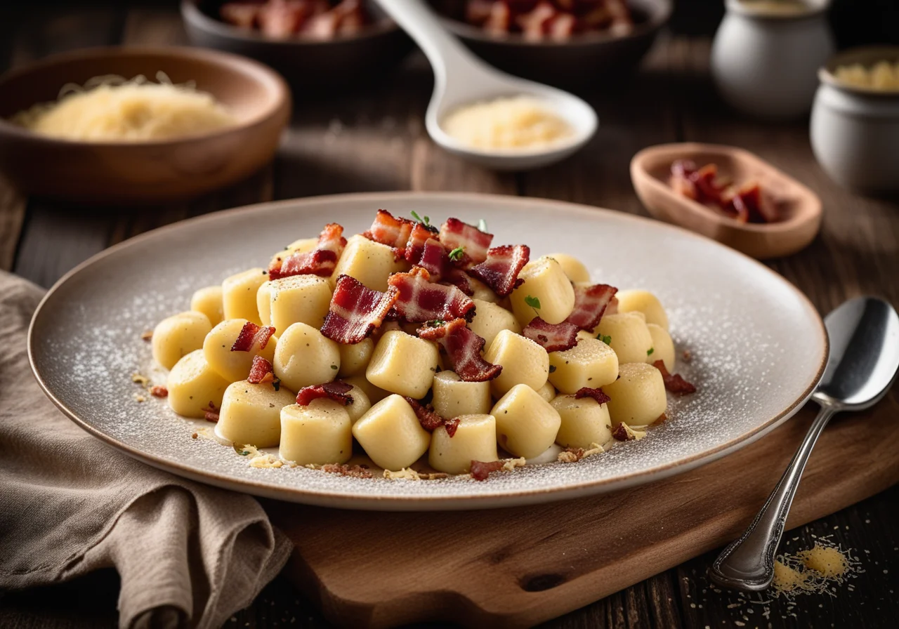 Potato Gnocchi with Truffles and Bacon