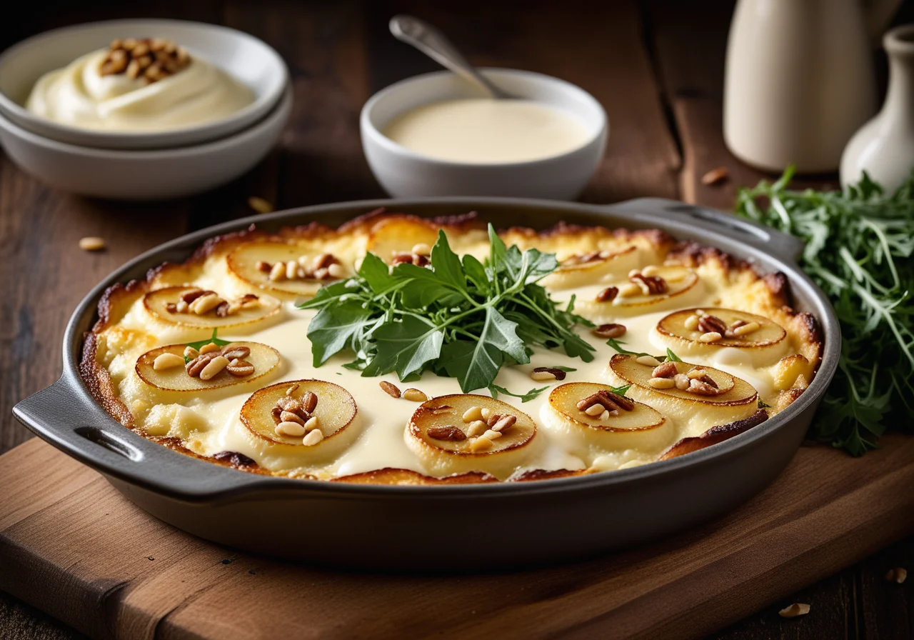 Potato Gratin with Zucchini and Arugula