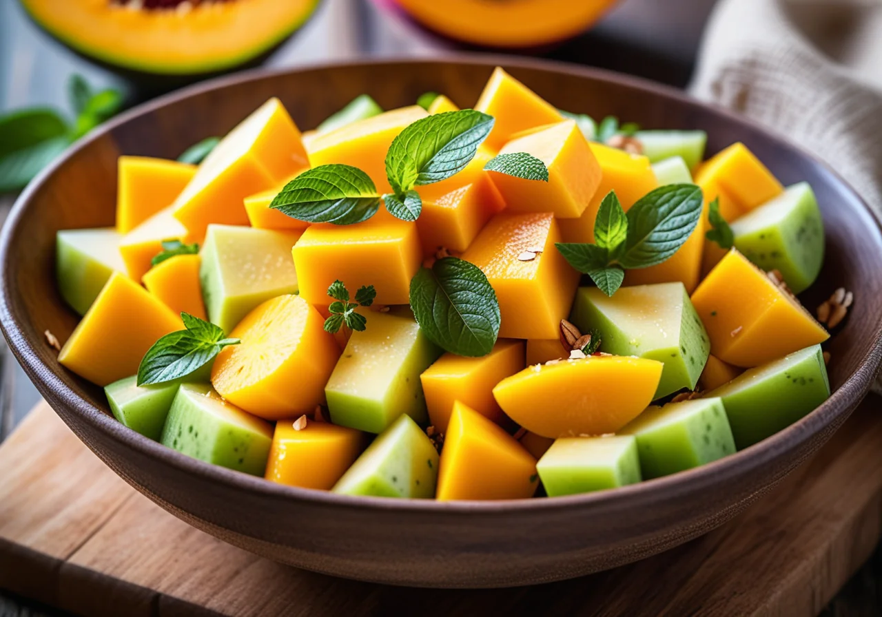 Fruit Salad with Mango, Honeydew and Herbs