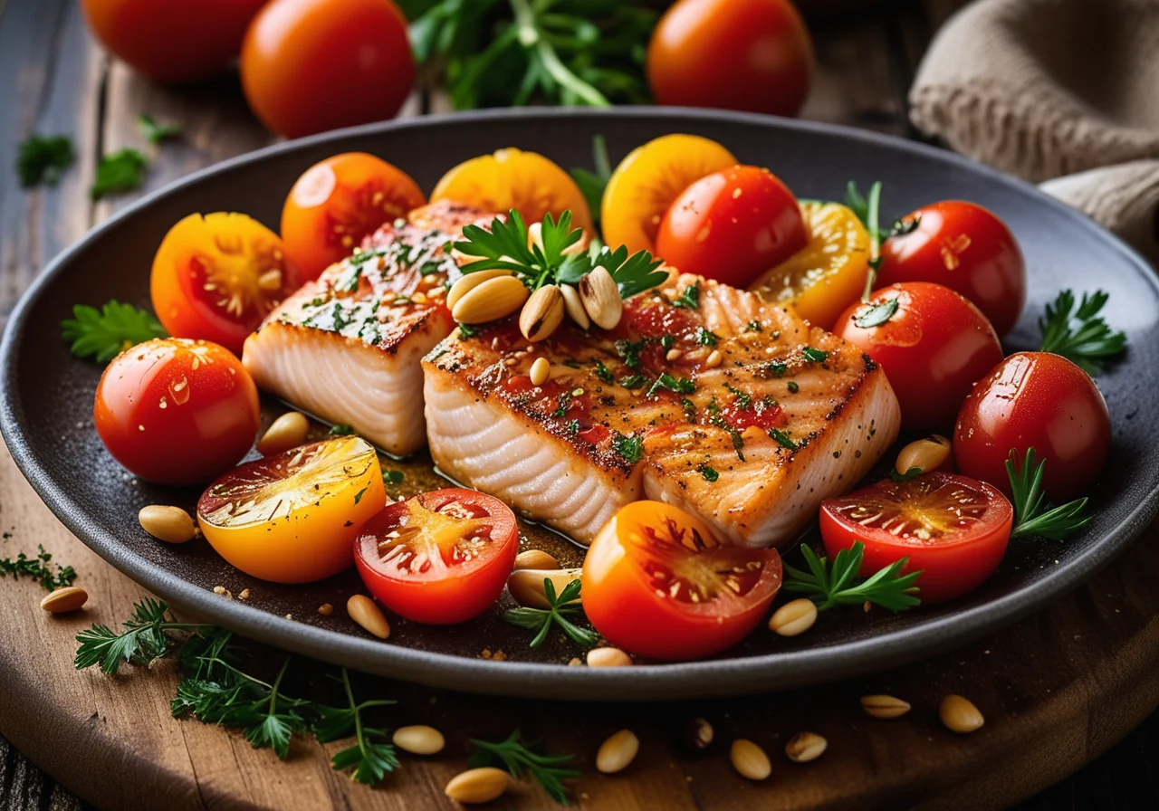 Baked Fish Fillet on Tomatoes