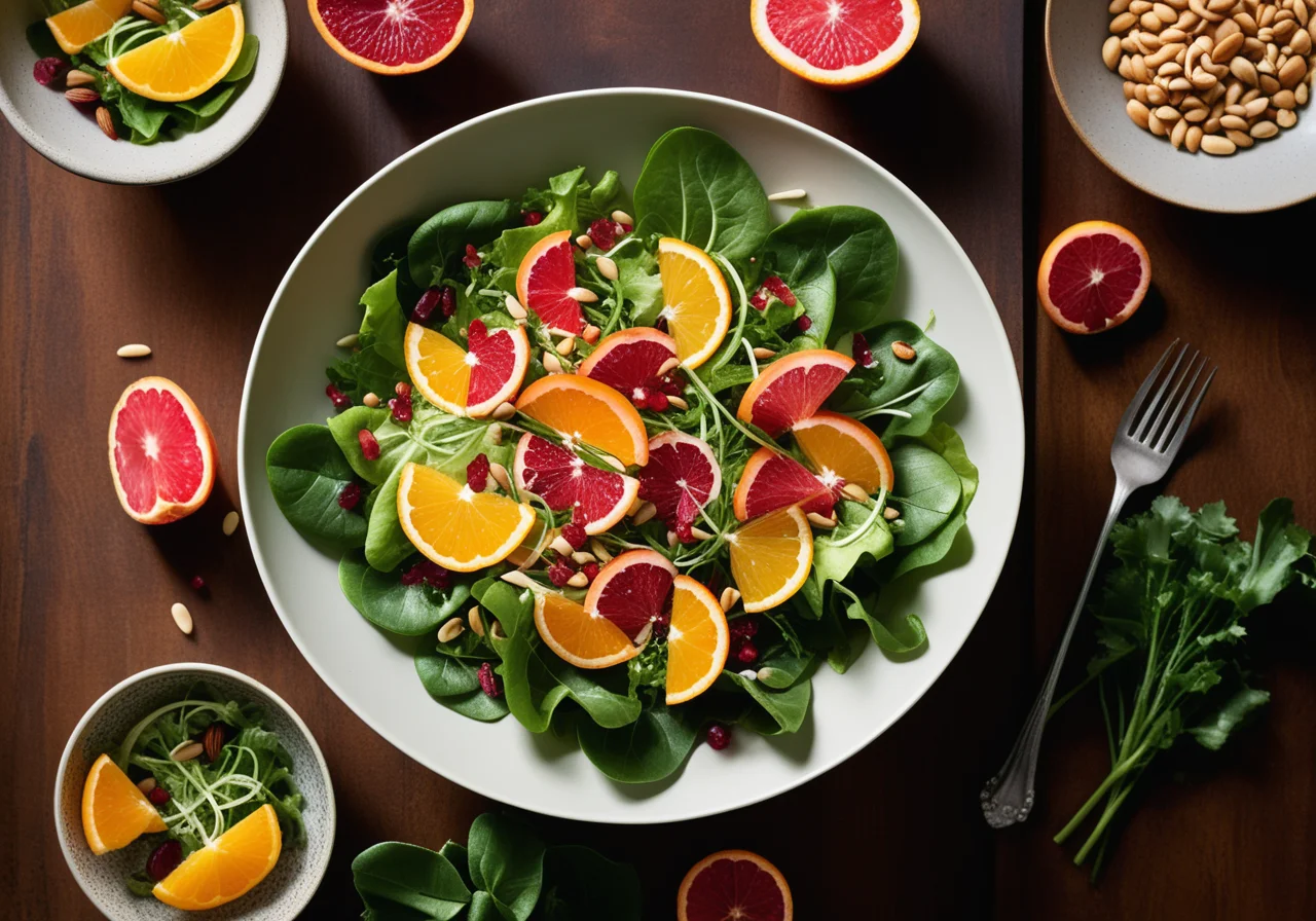 Green Salad with Grapefruit and Orange Fillets