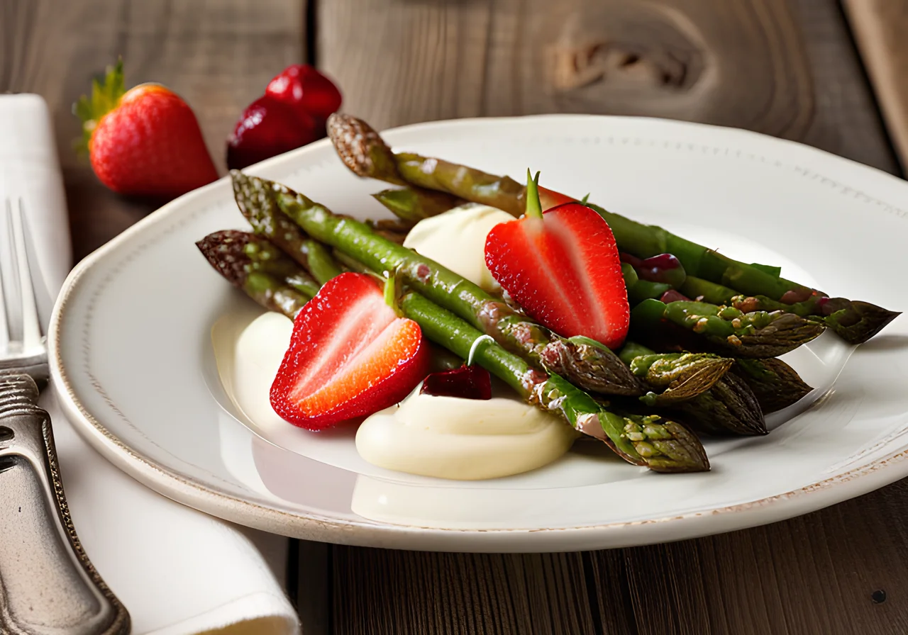 Fried Asparagus with Strawberry Mascarpone Dessert