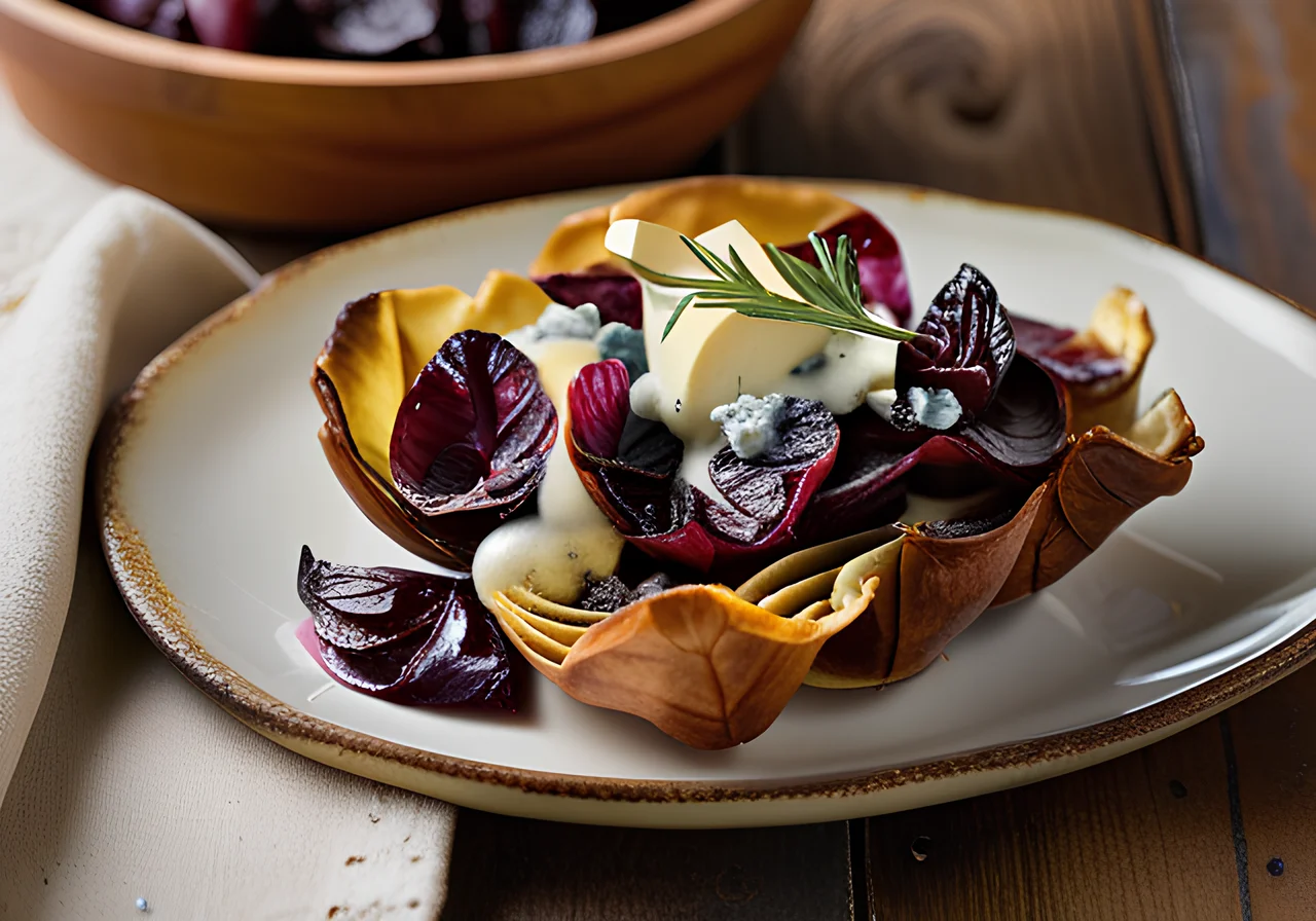 Baked Radicchio with Blue Cheese and Pear