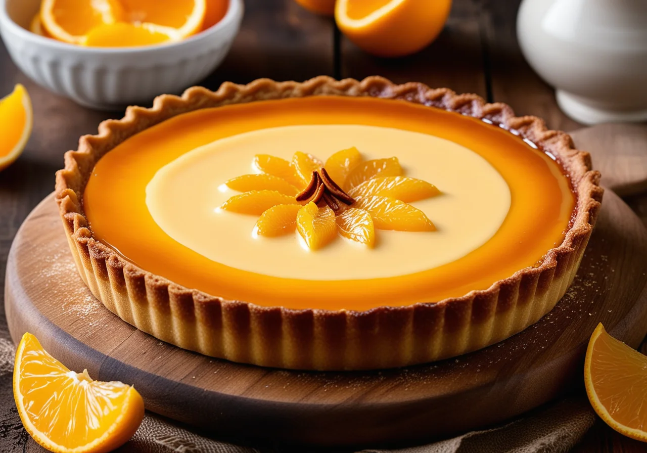 Crema Catalana Tart with Orange Sauce