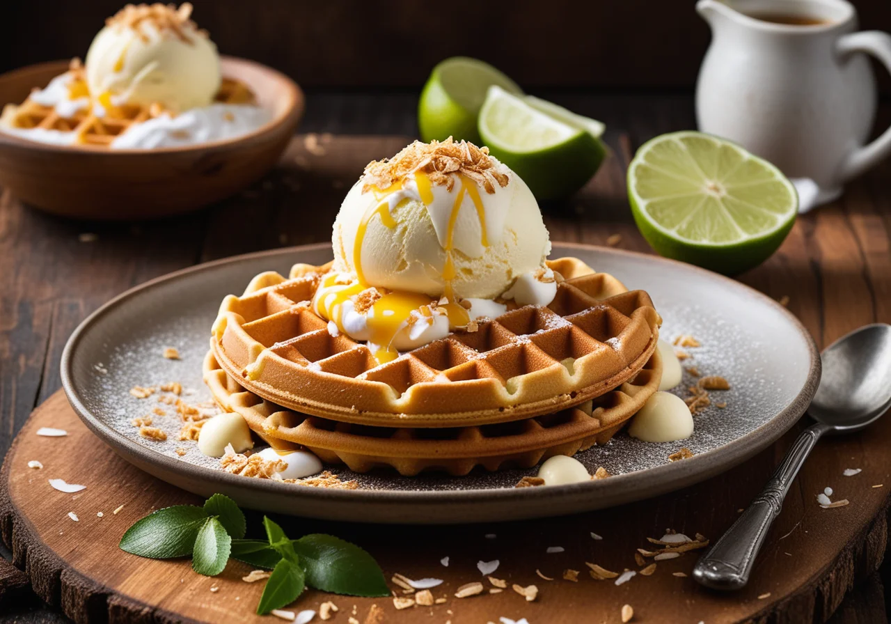 Coconut Waffles with Ice