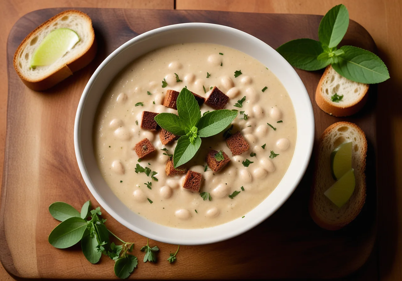 White Bean Soup with Liverwurst Crostini