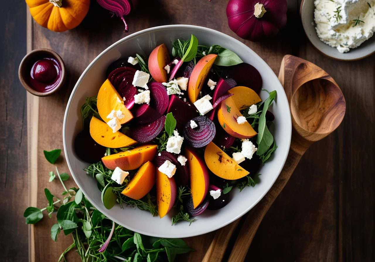 Pumpkin, Beetroot and Feta Salad