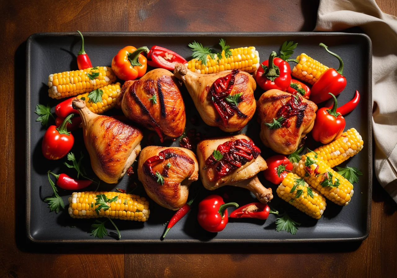 Chicken Thighs with Corn and Bell Peppers
