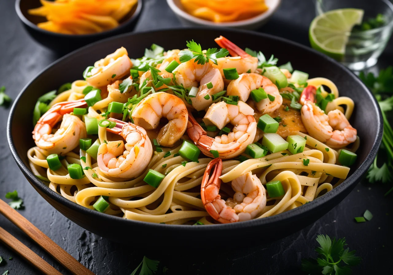Pasta with Chicken and Shrimp