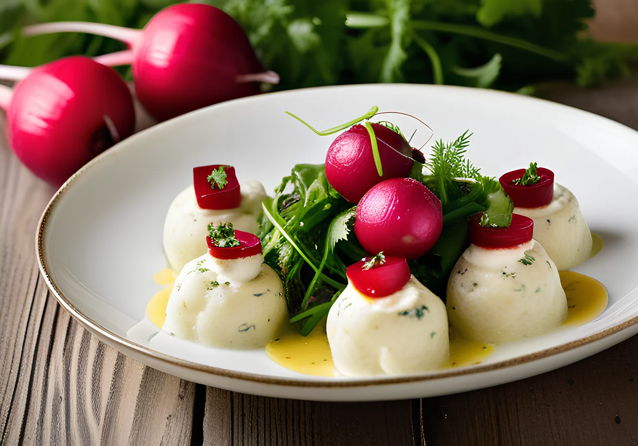 Radish Salad with Ricotta Herb Dumplings