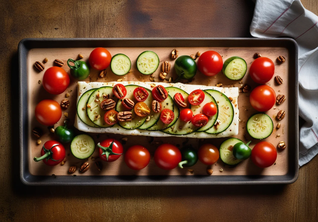 Cod Fillet with Mixed Vegetables and Walnuts
