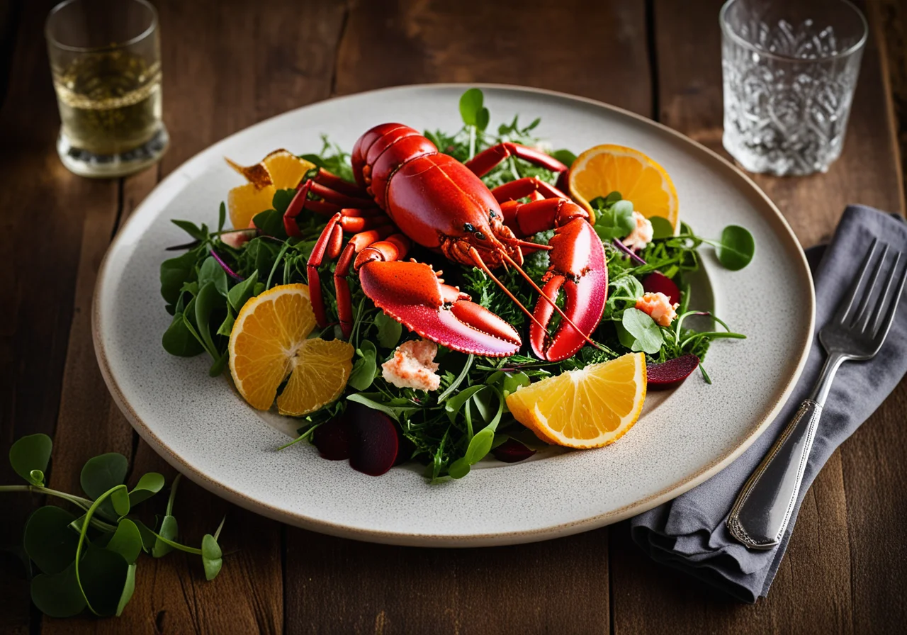 Lobster Salad with Vegetable Chips