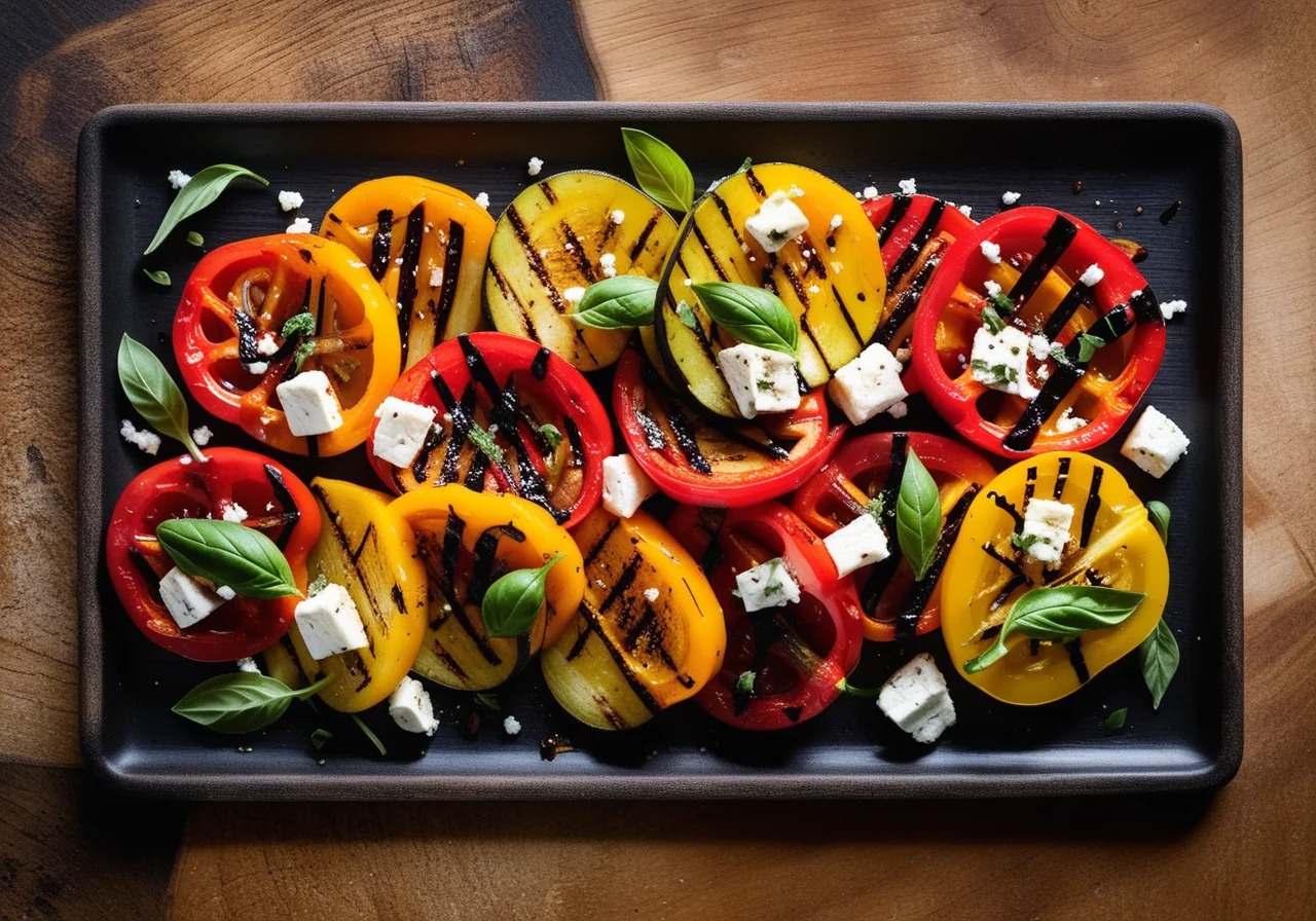 Grilled Vegetables with Feta and Balsamic Dressing