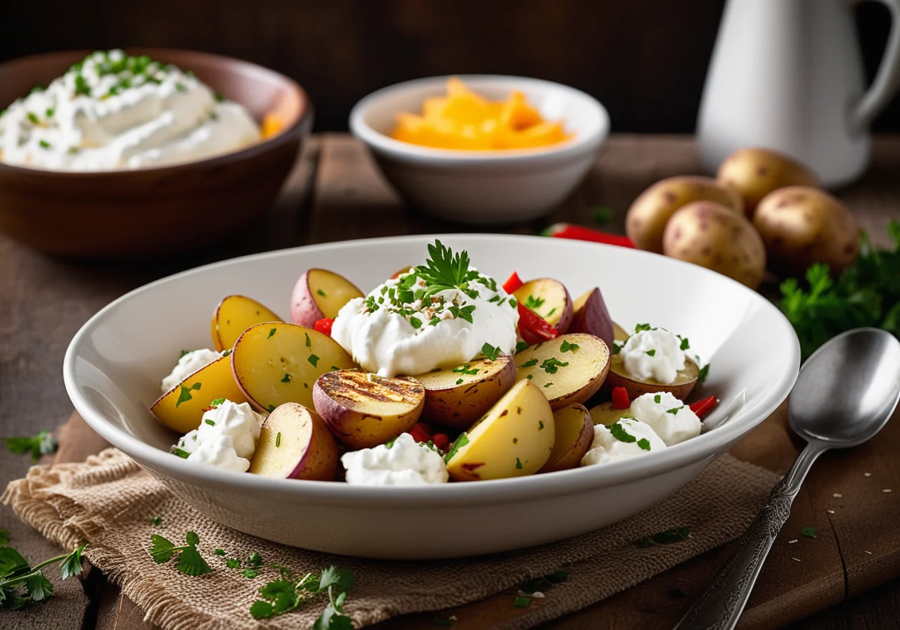 Roasted Potatoes with Sesame and Cottage Cheese