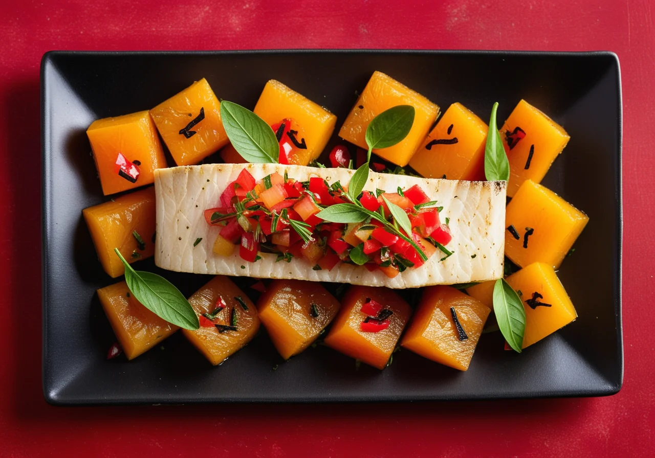 Pike Perch with Pepper-Melon Salsa