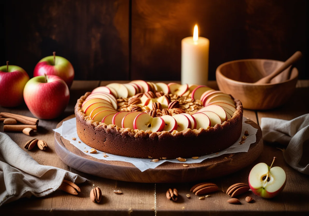 Apple Cake with Grid on Sheet