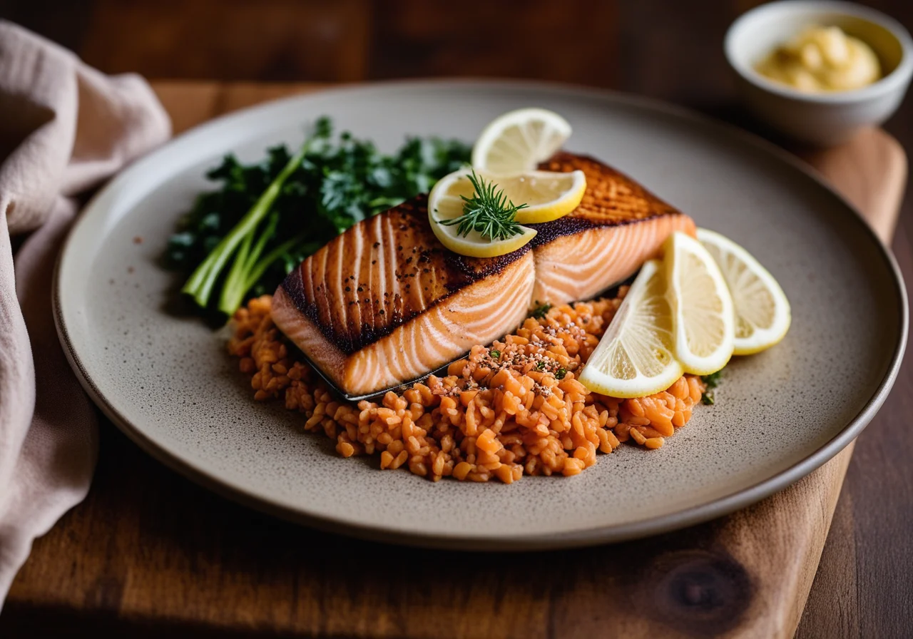 Salmon with Lentil Vegetables