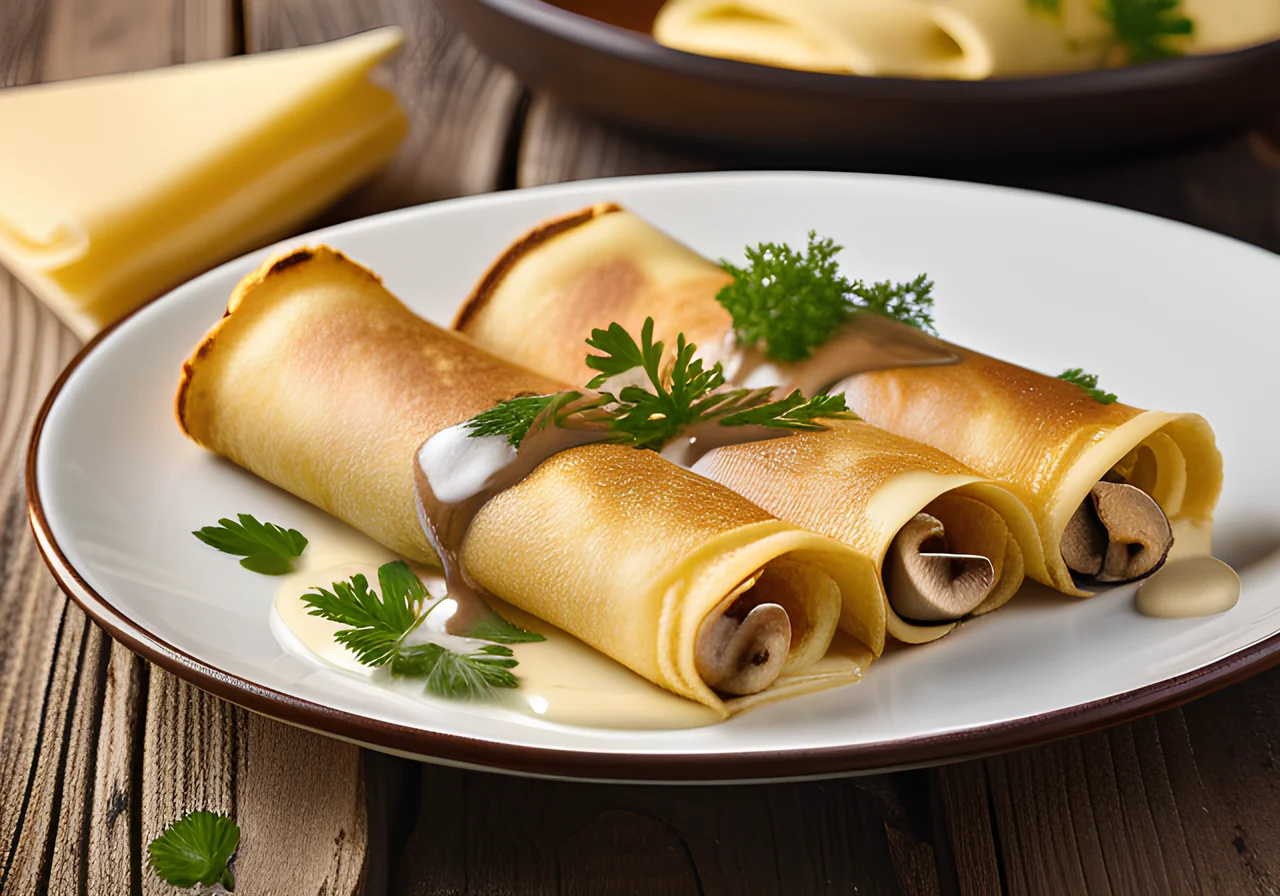 Crepes with Mushroom Filling