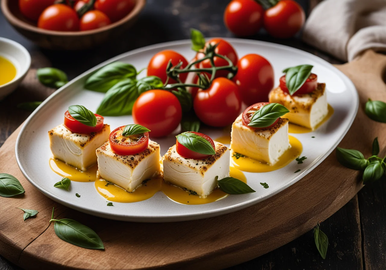 Halibut Roulades with Tomatoes
