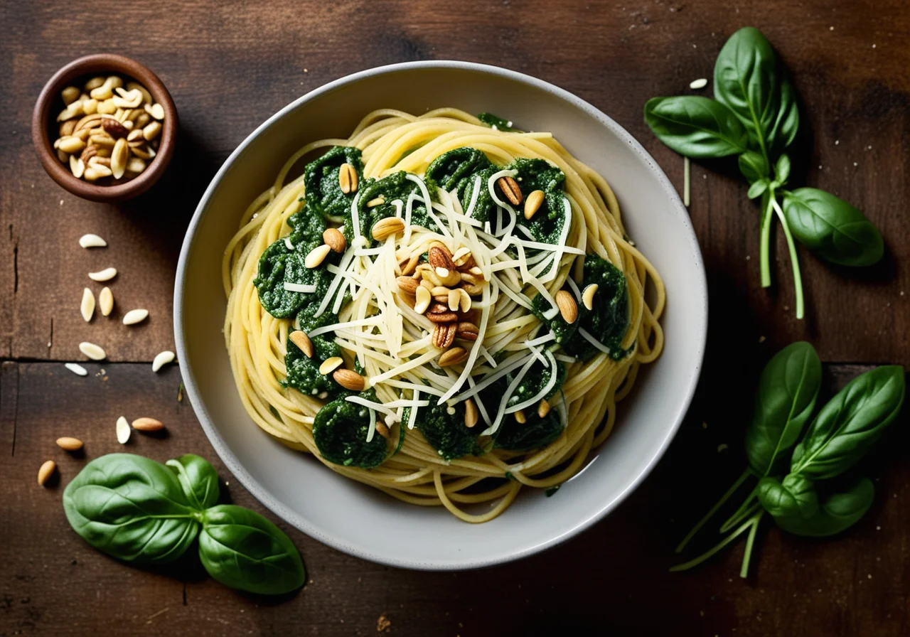 Spaghetti with Spinach Pesto