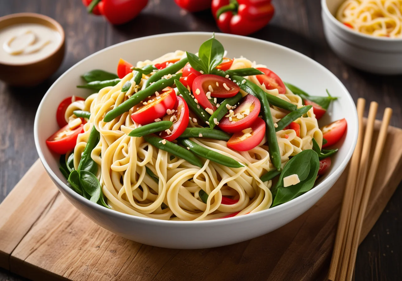 Egg Noodle Salad with Chicken and Seafood