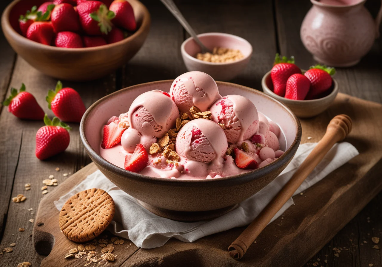 Rhubarb Strawberry Ice Cream
