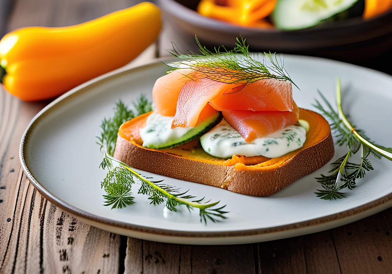 Sweet Potato Toast with Smoked Salmon