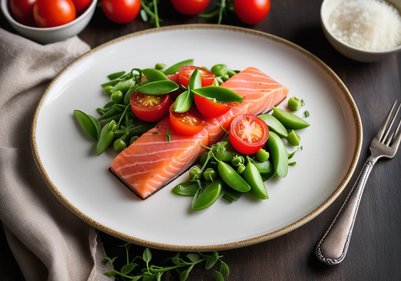 Salmon Carpaccio with Sugar Snap Peas