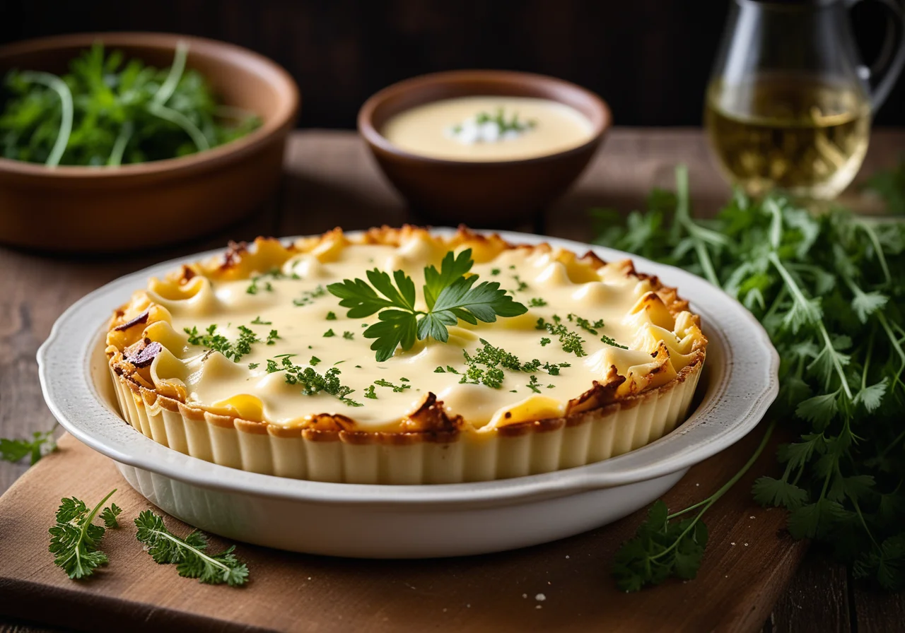 Pasta Gratin with Goat Cheese Roll