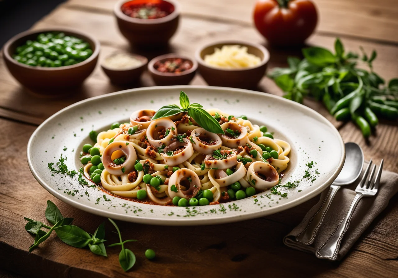 Pasta with Squid and Peas