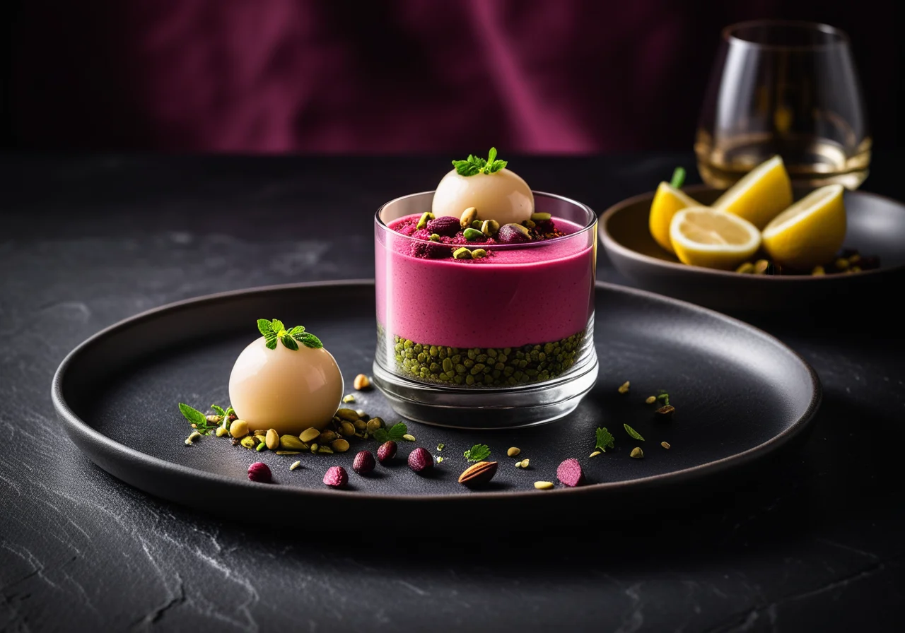 Verrine with Scallops and Beetroot Mousse