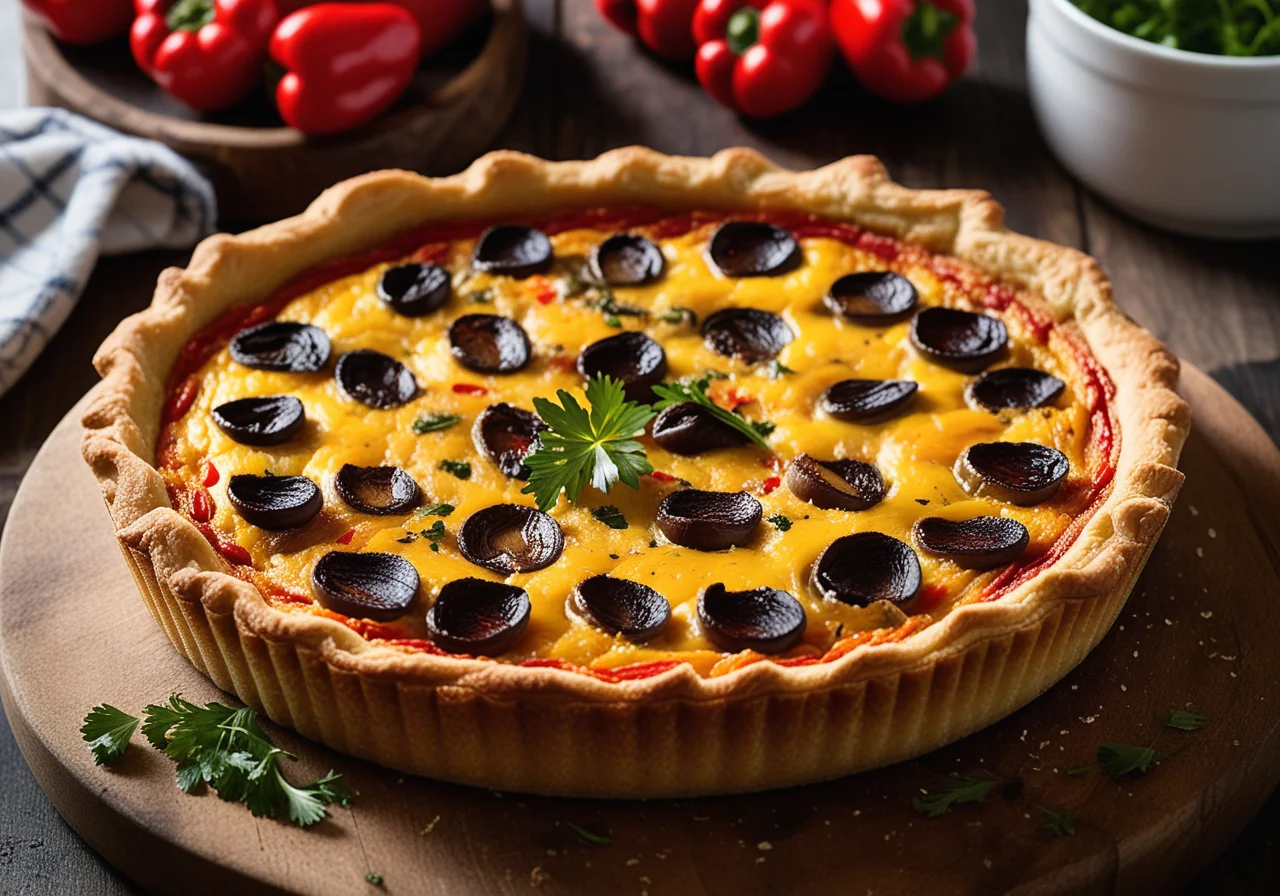 Paprika-Oliven Quiche