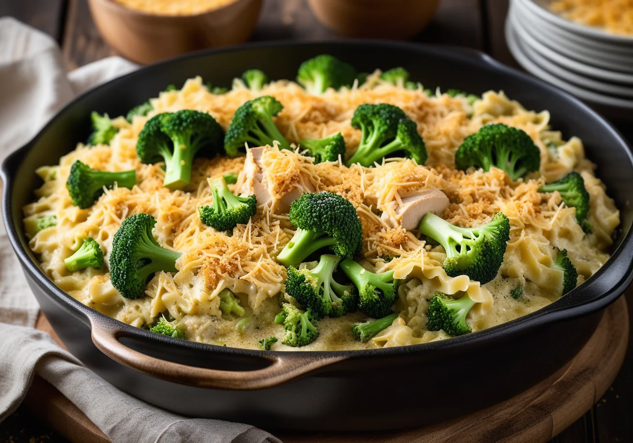 Noodle Chicken Gratin with Broccoli