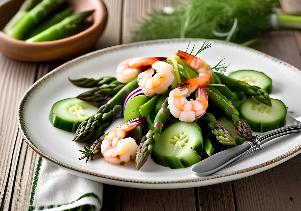 Asparagus Cucumber Salad with Shrimp