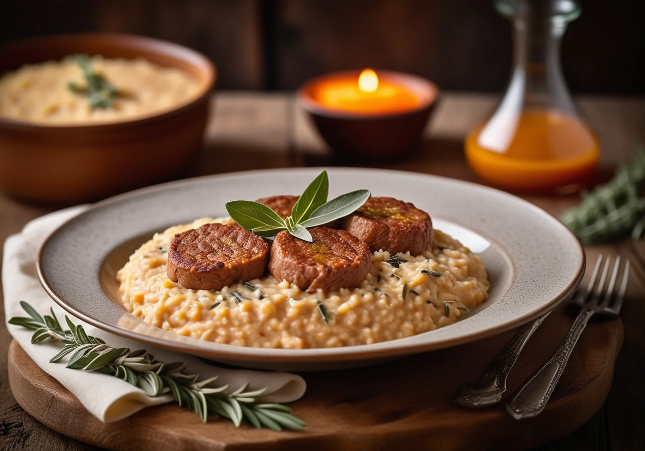 Paprika Risotto with Saltimbocca