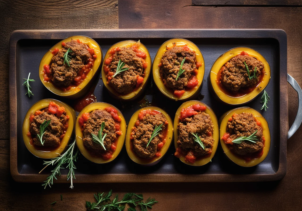 Eggplant Rolls with Ground Meat