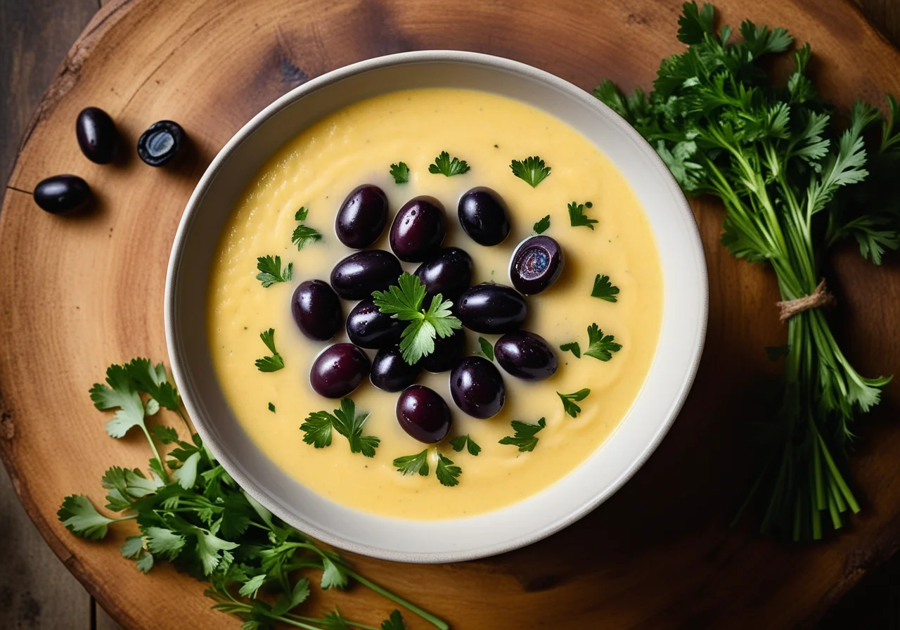 Mediterranean Potato Soup with Olives and Zucchini